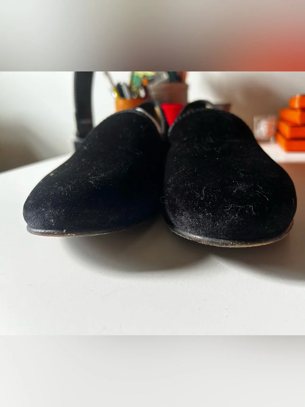 Del Toro Black Velvet Slip-On Loafers mens 9